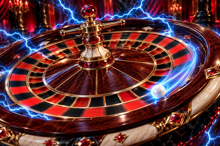 Luxuriöses Roulette-Rad mit elektrischen Blitzen